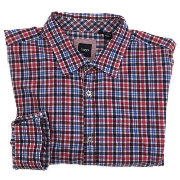 Hugo Boss Other - Hugo Boss Mens Button Front L/S Plaid Shirt (XXL)